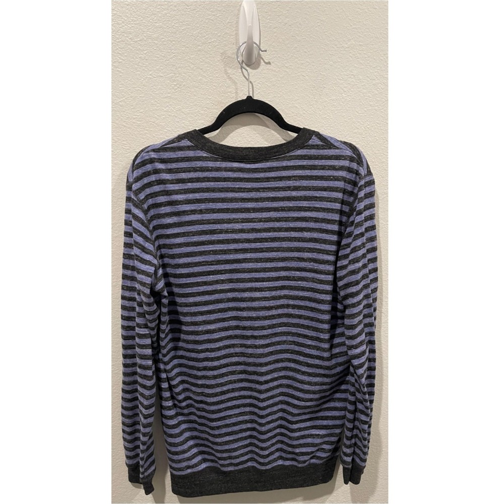 BDG Stripes Blue Grey V-Neck Button Down Cardigan - Picture 3 of 3